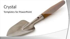  Presentation with garden - Amazing presentation theme having gardening shovel - old garden trowel isolated backdrop and a white colored foreground