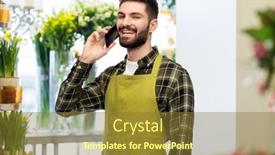  Presentation with apron gardening - Colorful slide set enhanced with gardening-small-business-and-sale backdrop and a tawny brown colored foreground