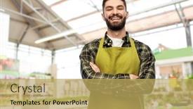  Presentation with apron gardening - Presentation design featuring gardening-small-business-and-sale background and a yellow colored foreground