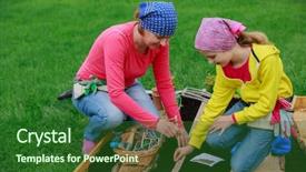  Presentation with gardening the seed - Amazing slide set having gardening sowing seeds backdrop and a forest green colored foreground