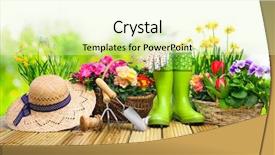  Presentation with gardening - Presentation theme having gardening tools and flowers background and a soft green colored foreground