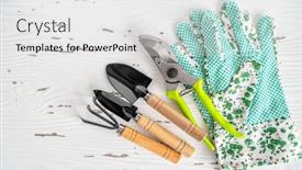  Presentation with home gardening - Slide set featuring gardening-tools-for-indoor-home background and a white colored foreground