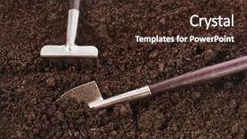  Presentation with gardening - Slides having gardening tools in soil surface background and a tawny brown colored foreground