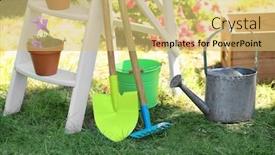  Presentation with green lawn - Slide deck consisting of gardening-tools-on-green-lawn background and a yellow colored foreground