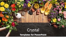  Presentation with gardening - Slides featuring gardening-tools-on-soil-background background and a tawny brown colored foreground