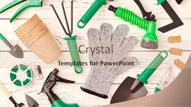  Presentation with flat - Slide deck featuring gardening-tools-on-wooden-background background and a lemonade colored foreground