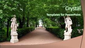  Presentation with st petersburg russia landmarks - Presentation theme enhanced with gardens park in saint petersburg background and a tawny brown colored foreground