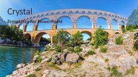  Presentation with aqueduct - PPT theme enhanced with gardon provence sunset photo taken background and a  colored foreground