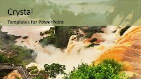  Presentation with falls - PPT theme featuring garganta - iguassu falls background and a mint green colored foreground