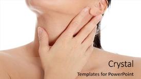  Presentation with pain - Cool new presentation theme with garganta - throat pain concept young woman backdrop and a coral colored foreground
