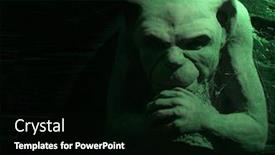  Presentation with lighting - Cool new presentation theme with gargoyle-figure-with-green-lighting backdrop and a black colored foreground