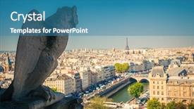  Presentation with notre dame paris france - Slides consisting of gargoyle on notre dame cathedral background and a teal colored foreground