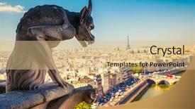  Presentation with notre dame paris france - Audience pleasing presentation theme consisting of gargoyle on notre dame cathedral backdrop and a coral colored foreground
