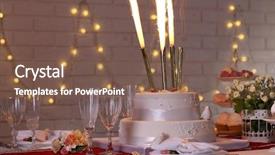  Presentation with wedding banquet table - Colorful slide set enhanced with garland marriage - beautiful served table for wedding backdrop and a tawny brown colored foreground