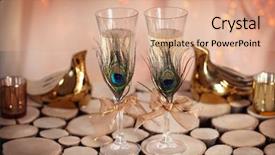  Presentation with two glasses of champagne - Audience pleasing slide set consisting of garland marriage - decorated champagne glasses for wedding backdrop and a coral colored foreground