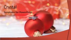  Presentation with engagement - Cool new PPT layouts with garland marriage - engagement ring and christmas balls backdrop and a red colored foreground