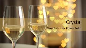  Presentation with romantic - Amazing presentation theme having garland marriage - glasses of wine on romantic backdrop and a yellow colored foreground