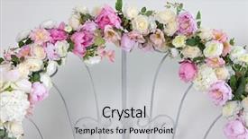  Presentation with pink wedding - Presentation design enhanced with garland marriage - part of wedding arch background and a light gray colored foreground