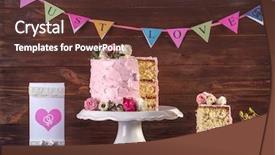  Presentation with wedding invitation - PPT layouts enhanced with garland marriage - sliced lesbian wedding cake background and a tawny brown colored foreground