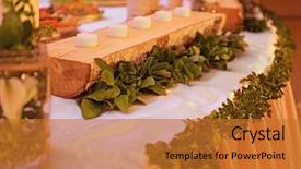  Presentation with design for 50th wedding anniversary - Beautiful presentation design featuring garland marriage - wedding table decoration backdrop and a  colored foreground