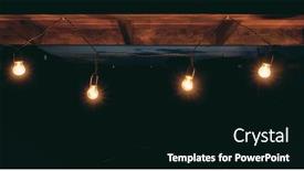  Presentation with light hanging - PPT theme with garland-of-light-bulbs-hanging background and a black colored foreground