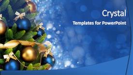  Presentation with banner blue - Slide deck with garlands on a blurred blue background and a ocean colored foreground