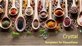  Presentation with garlic - Audience pleasing presentation design consisting of garlic - herbs and spices on wooden backdrop and a tawny brown colored foreground