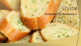  Presentation with herb - Slide set with garlic-and-herb-bread-baguette background and a yellow colored foreground