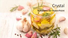  Presentation with olive oil - PPT theme featuring garlic and olive oil background and a lemonade colored foreground