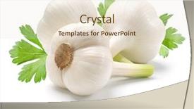  Presentation with garlic - Presentation design consisting of garlic and parsley leaves isolated background and a lemonade colored foreground