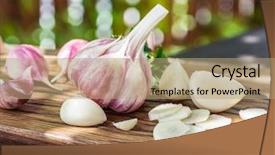  Presentation with garlic garlic garlic bulb - Amazing PPT theme having garlic bulb and garlic cloves backdrop and a coral colored foreground