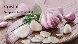  Presentation with garlic garlic garlic bulb - PPT layouts enhanced with garlic bulb and garlic cloves background and a soft green colored foreground