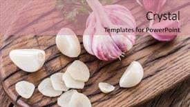  Presentation with garlic garlic garlic bulb - Theme consisting of garlic bulb and garlic cloves background and a coral colored foreground