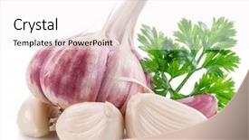  Presentation with garlic garlic garlic bulb - Colorful presentation design enhanced with garlic bulb garlic cloves backdrop and a sky blue colored foreground