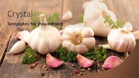  Presentation with clove - Presentation theme featuring garlic-clove-with-herb background and a coral colored foreground