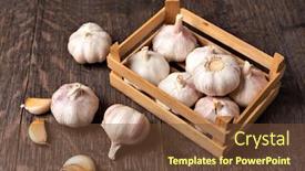  Presentation with garlic garlic garlic bulb - PPT theme featuring garlic-cloves-and-bulb background and a tawny brown colored foreground