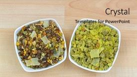  Presentation with lentils - Slide set enhanced with garlic extracts - dry mix of split pea background and a soft green colored foreground