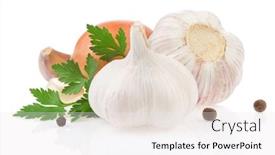  Presentation with garlic - Colorful PPT layouts enhanced with garlic food spices isolated on white background backdrop and a white colored foreground