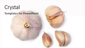  Presentation with garlic - Beautiful presentation featuring garlic isolated on a white backdrop and a white colored foreground