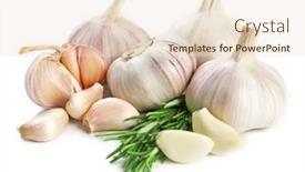  Presentation with garlic - Presentation design enhanced with garlic-isolated-on-white background and a lemonade colored foreground