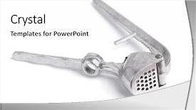  Presentation with herbal medicine garlic - Slides enhanced with garlic masher isolated on white background and a  colored foreground