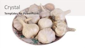  Presentation with porcelain - Amazing theme having garlic-on-a-porcelain-saucer backdrop and a light gray colored foreground