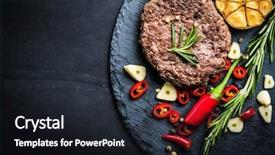  Presentation with burger - Audience pleasing slide deck consisting of garlic on black slate backdrop and a wine colored foreground