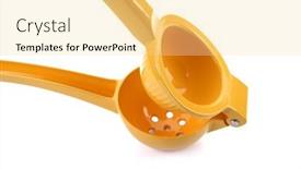  Presentation with kitchen utensils - PPT layouts having garlic-press-isolated-on-white background and a blonde colored foreground