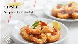  Presentation with hawaii food - Slide set featuring garlic shrimp hawaiian food background and a white colored foreground