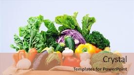  Presentation with capsicum - Cool new PPT theme with vitamin mushroom - crate of raw fresh vegetables backdrop and a coral colored foreground
