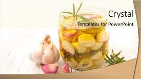  Presentation with essential oil bottles and rosemary - Amazing slide set having garlic with oil and rosemary backdrop and a blonde colored foreground