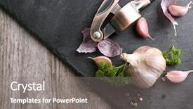  Presentation with slate - PPT theme having garlic with spices and crusher background and a gray colored foreground