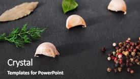  Presentation with black pepper plant - PPT layouts having garlick fennel pepper of basilic background and a dark gray colored foreground