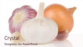  Presentation with onion - PPT theme with garlics and onion isolated background and a lemonade colored foreground